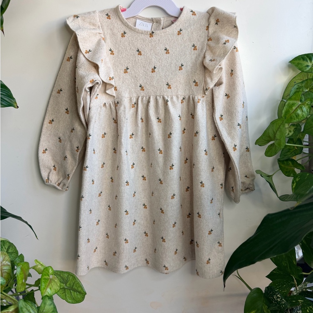 Zara Kids Beige Floral Ruffle Dress